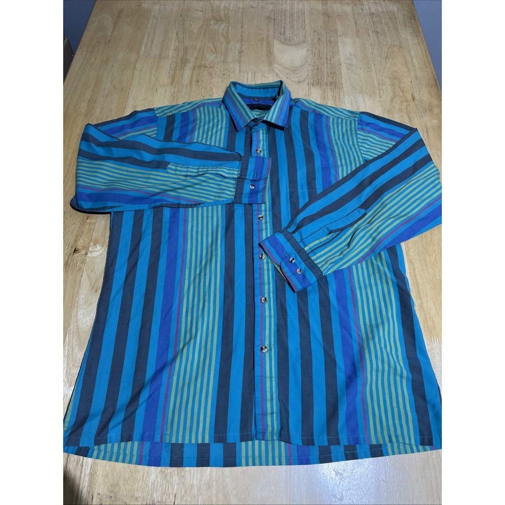 Basic Elements - Men's Dress‎ Shirt - Large Button-Down Blue Long Sleeve